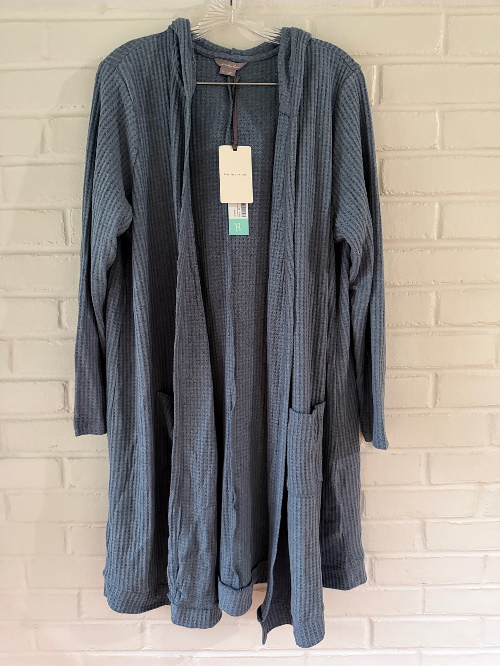 Awhile Haydee Recycled Brushed Waffle Hooded Duster Size 2X Blue